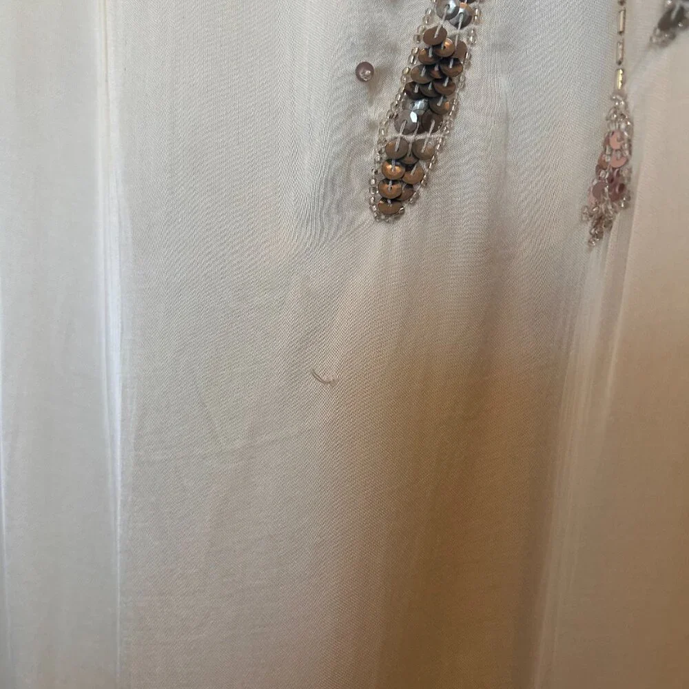 Free People Bali At Last Maxi Dress NWT Ivory Cream Beaded Embellished XS - Picture 13 of 16